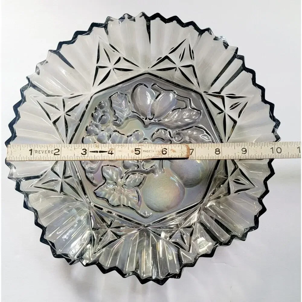 Vintage Carnival Glass Bowl Federal Pioneer Iridescent 10”